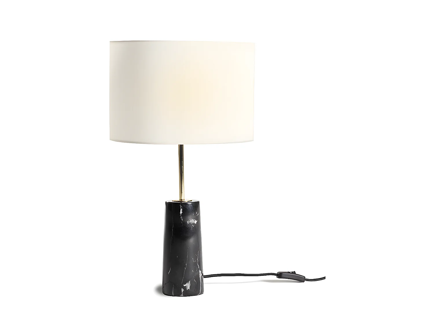 Lampe à poser en marbre et tissu - D. 30 x H. 51 cm - Noir et blanc - MERPLE