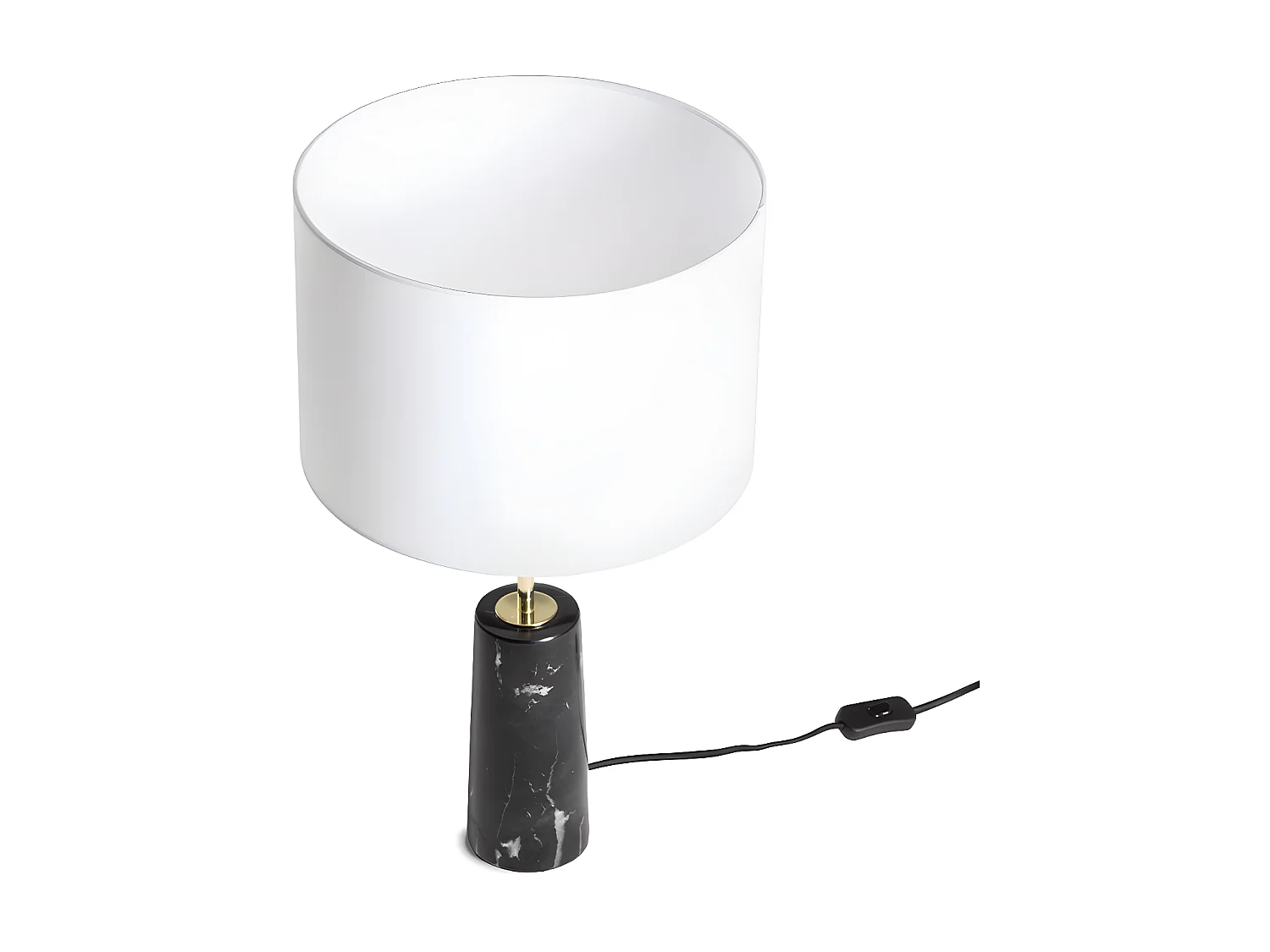 Lampe à poser en marbre et tissu - D. 30 x H. 51 cm - Noir et blanc - MERPLE