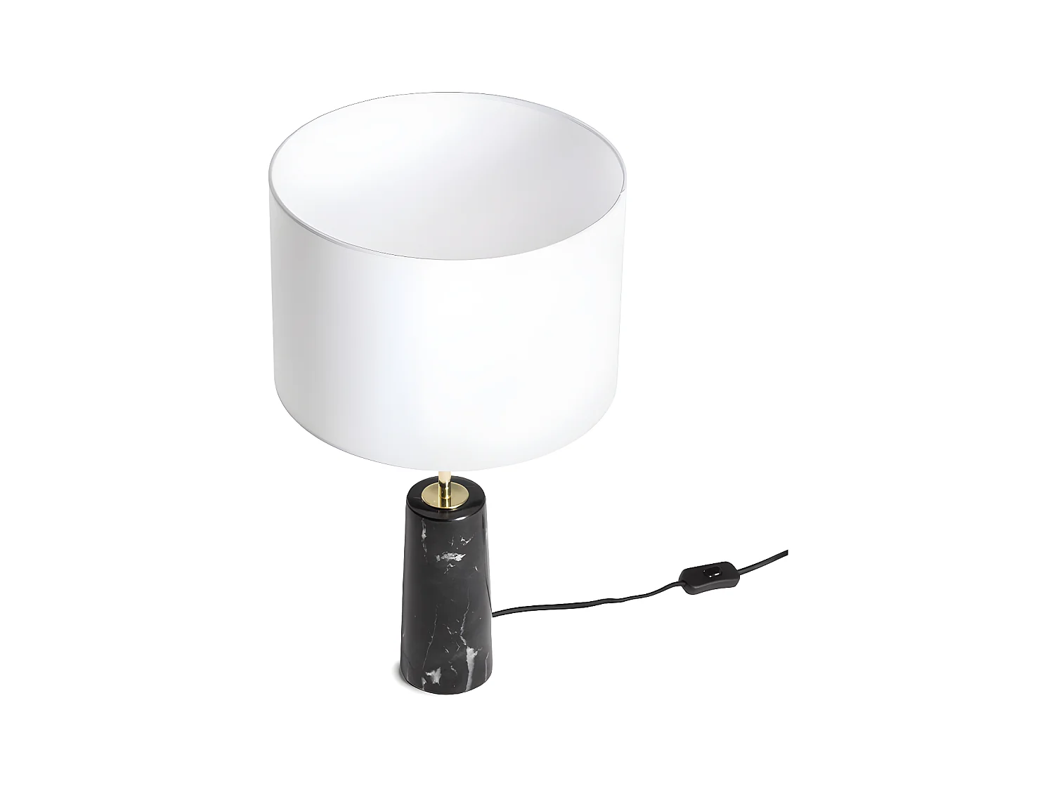 Tafellamp vinstagestijl MERPLE - Basis van zwart marmer en lampen van wit glas - 30 x 30 x 51 cm