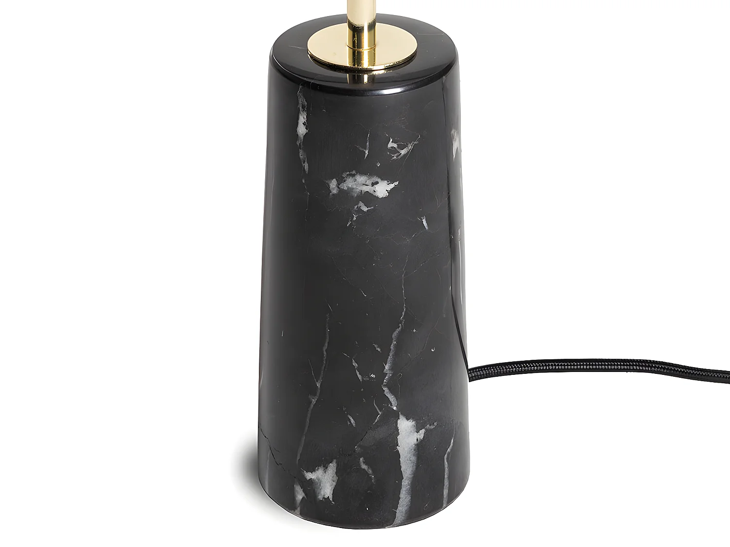 Lampe à poser en marbre et tissu - D. 30 x H. 51 cm - Noir et blanc - MERPLE