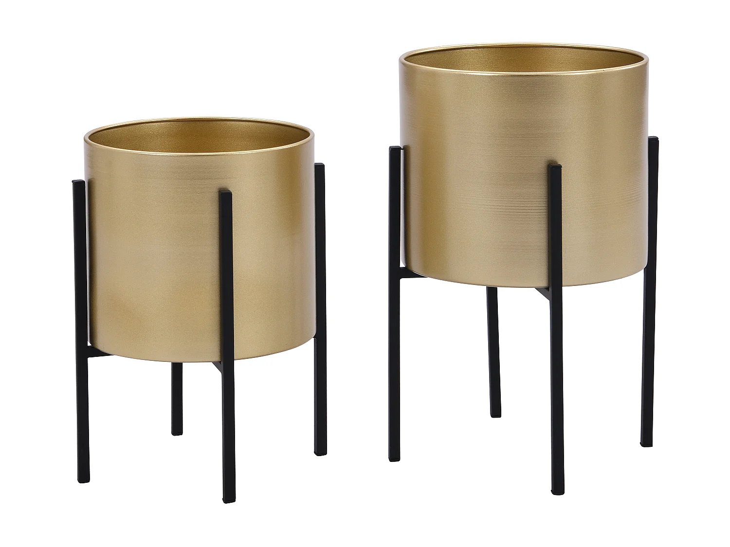 Portavaso su piede D. 25 x H. 39 e D. 23 x H. 35.5 in Metallo Dorato e Nero - Lotto di 2 - EDMEE