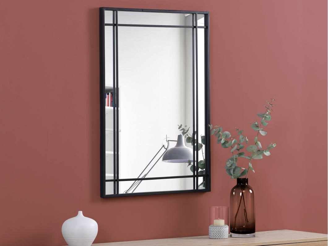 Lustro w industrialnym stylu z metalu – 60 × 86,5 cm (szer. × wys.) – kolor czarny – HISAE
