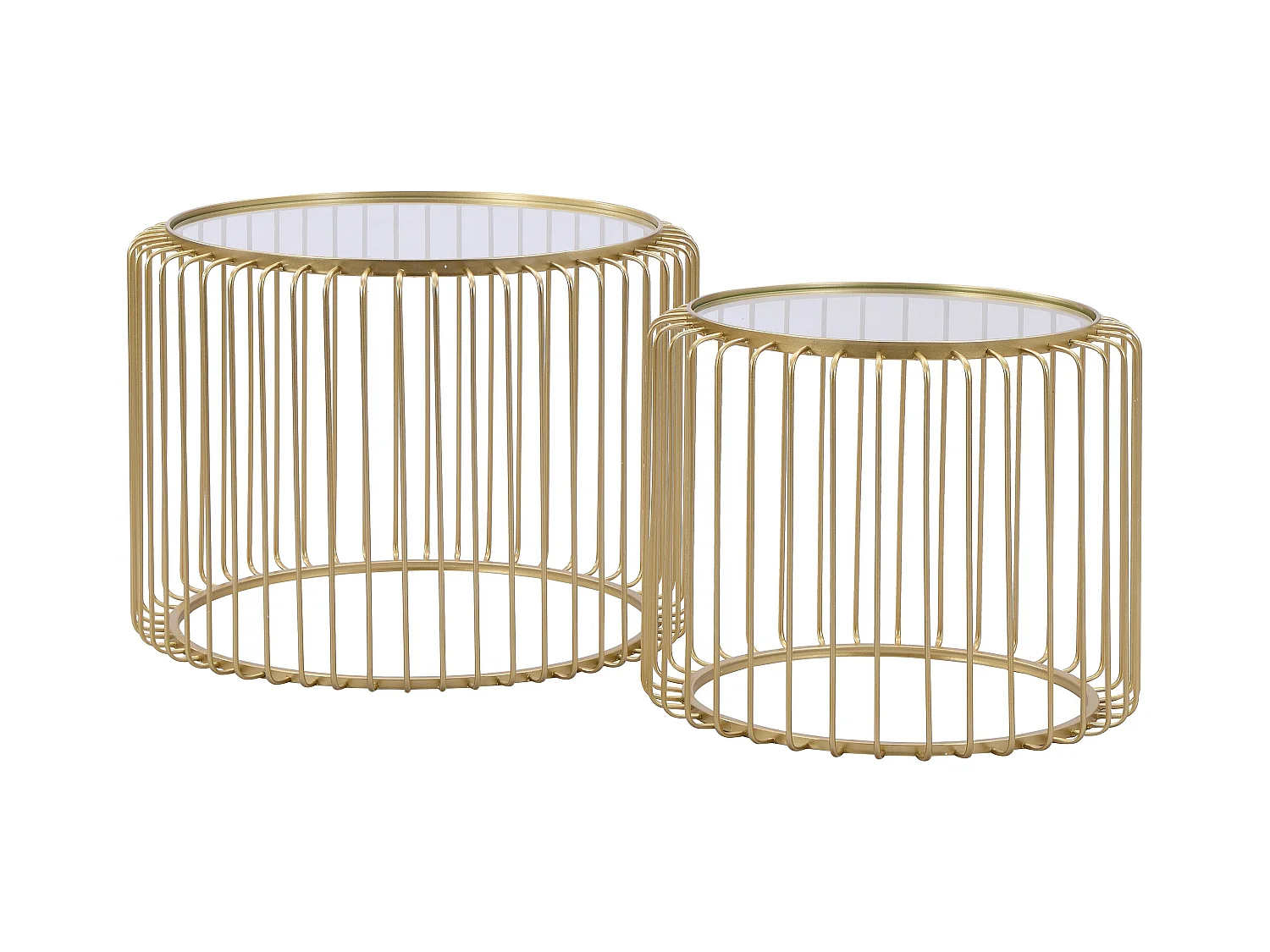 Lot de 2 tables basses en métal et verre - Doré - FERIDA