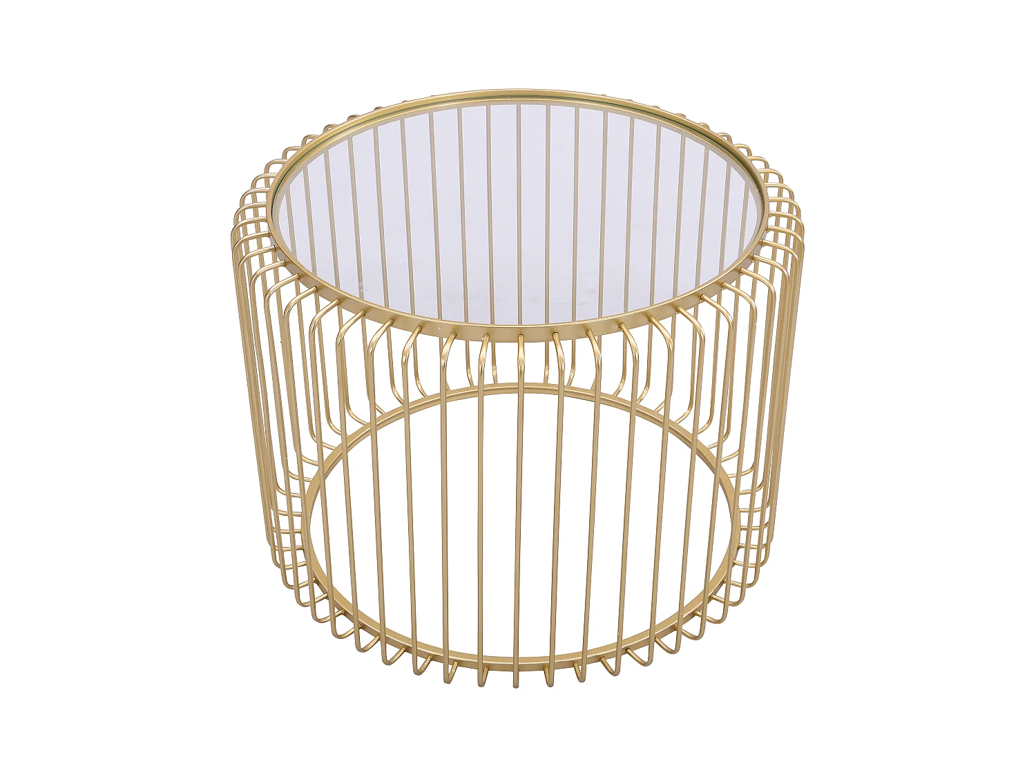 Lot de 2 tables basses en métal et verre - Doré - FERIDA