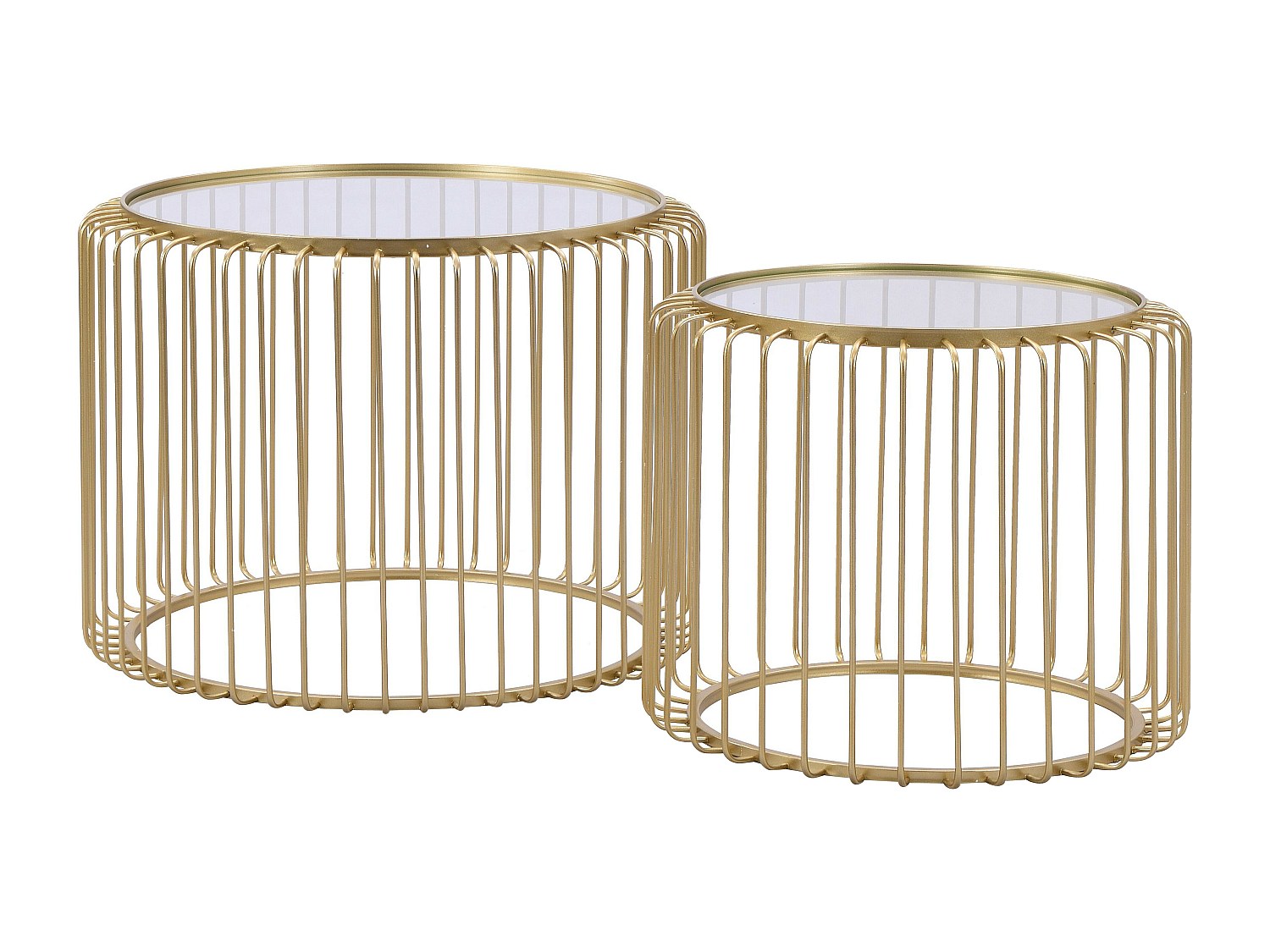 Couchtisch 2er-Set - Metall & Glas - Goldfarben - FERIDA günstig online kaufen