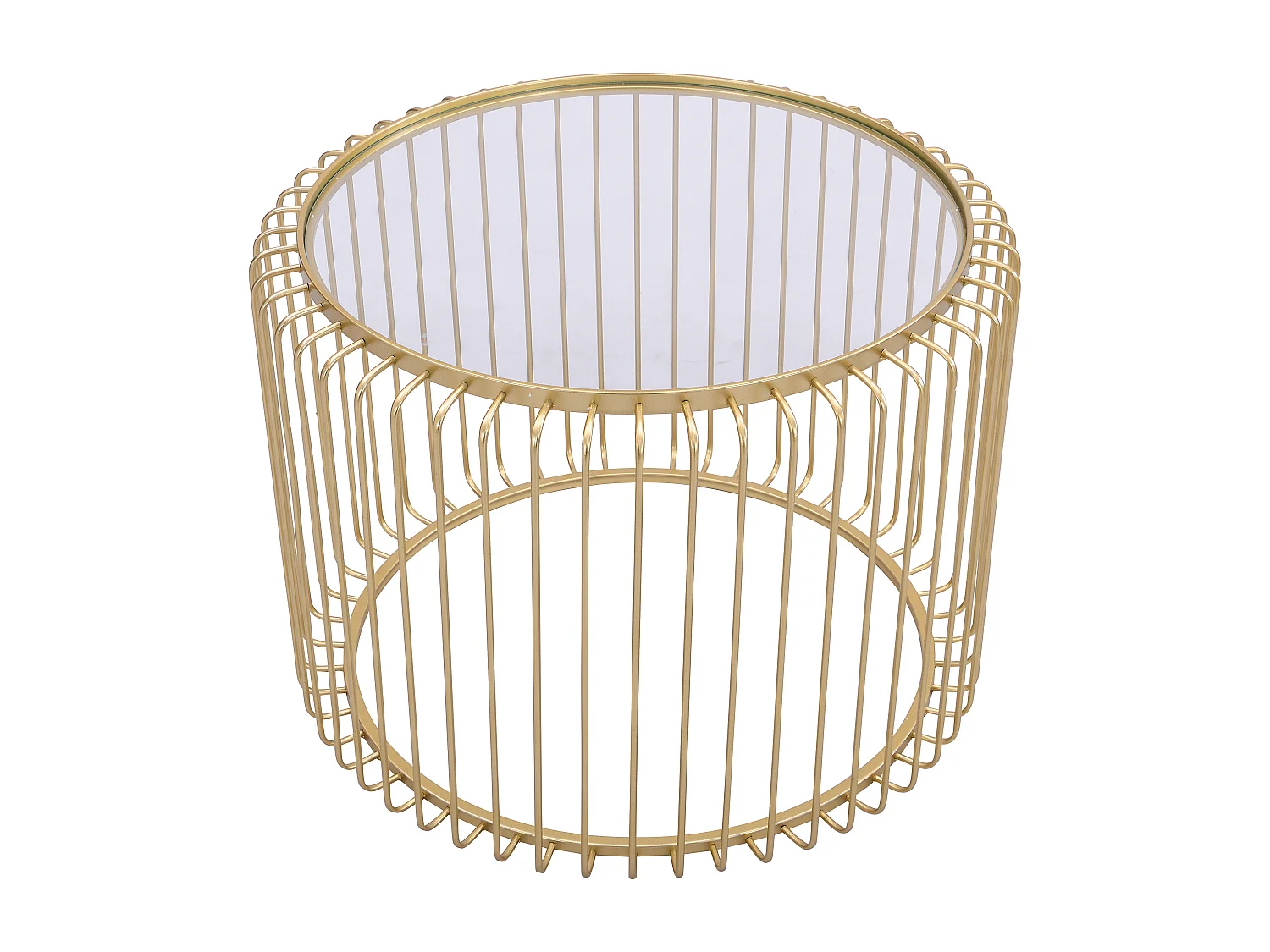 Lote de 2 mesas de centro de metal y cristal - Dorado - FERIDA