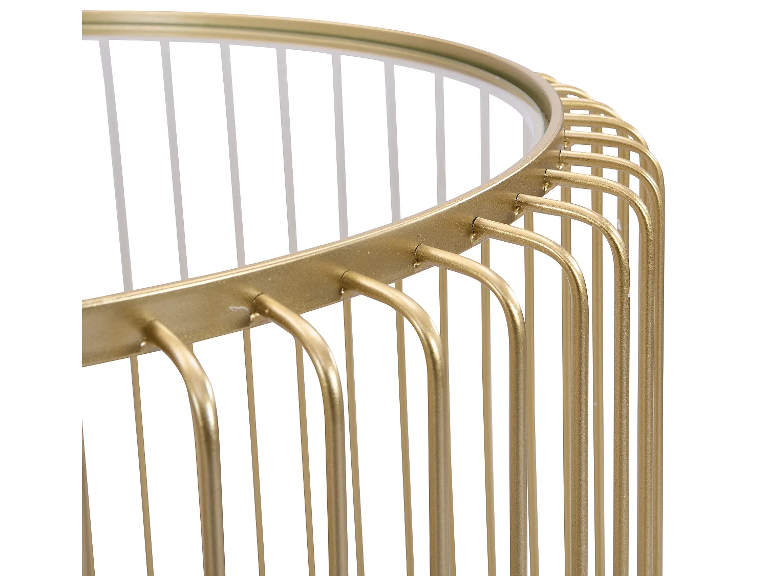 Lote de 2 mesas de centro de metal y cristal - Dorado - FERIDA