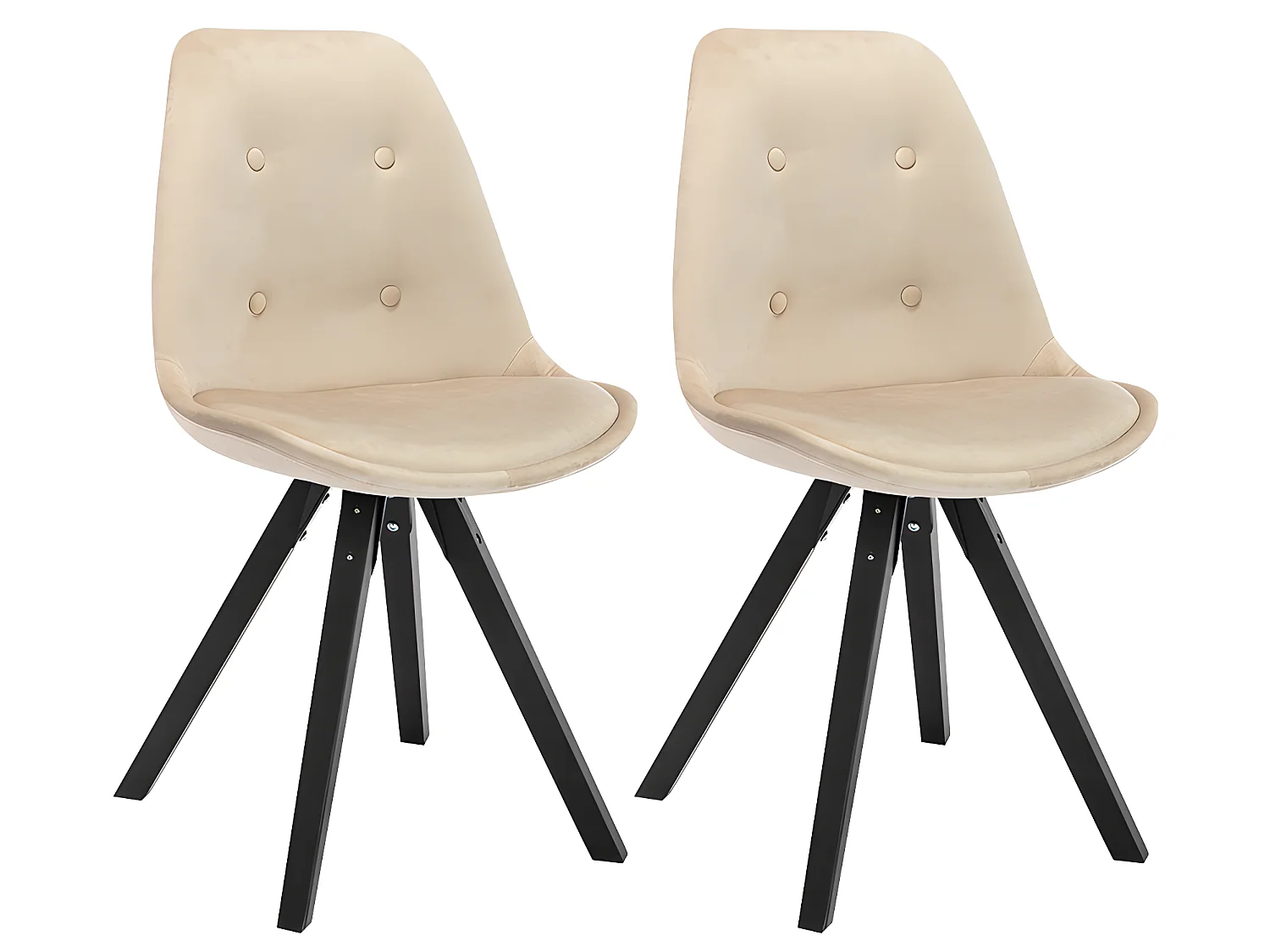 Lot de 2 chaises scandinaves ANEYA - Velours & Pieds Hévéa - Beige