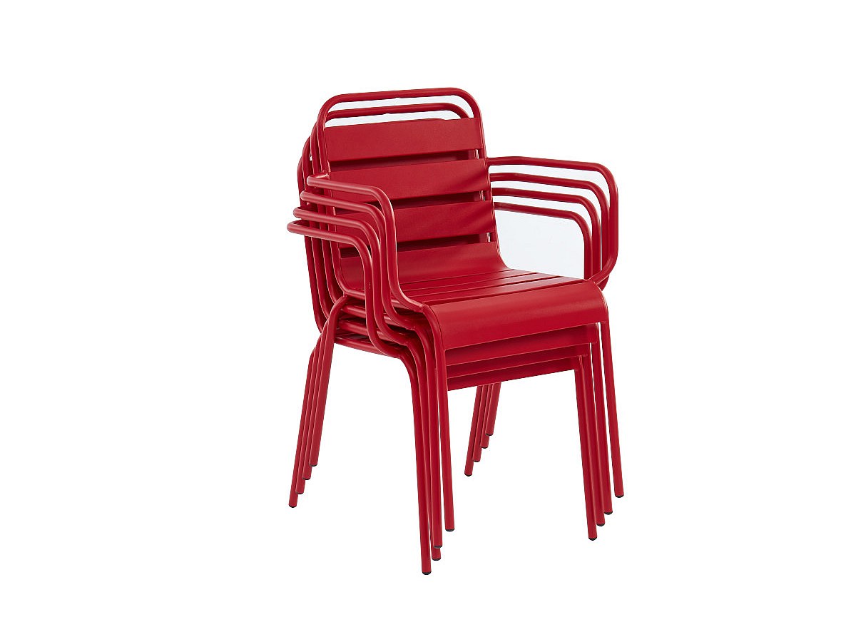 Juego de 2 sillones de jardín apilables MIRMANDE de metal - Rojo