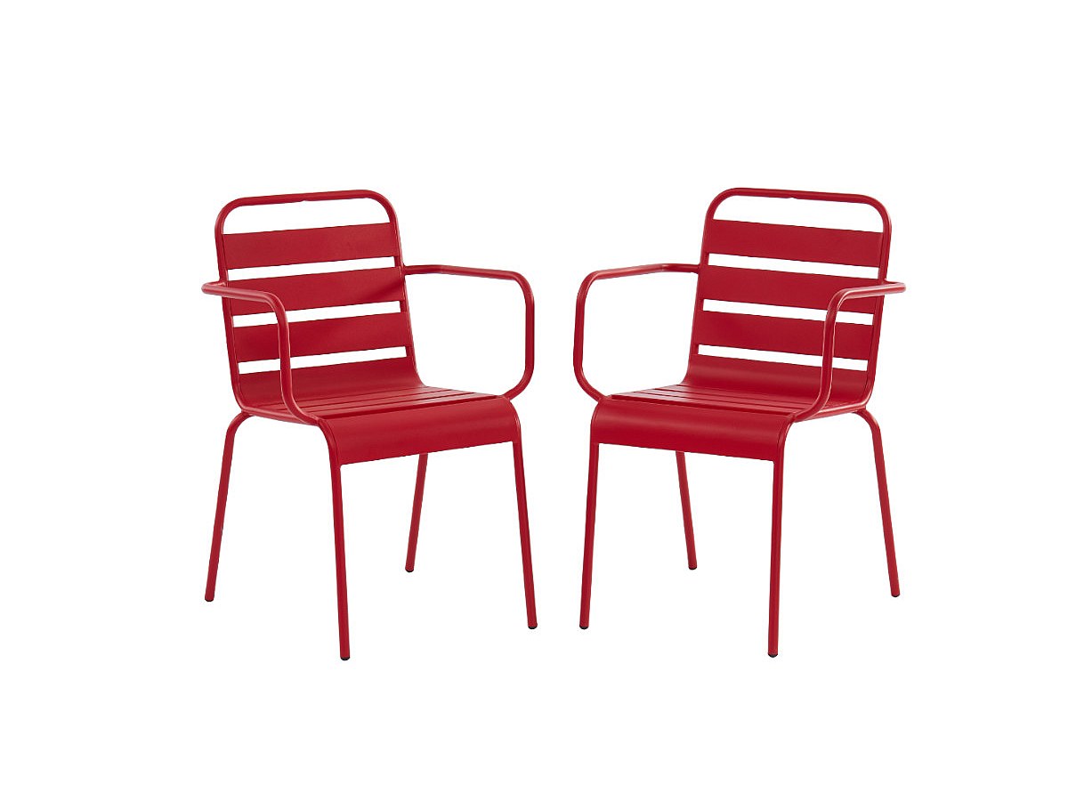 Juego de 2 sillones de jardín apilables MIRMANDE de metal - Rojo