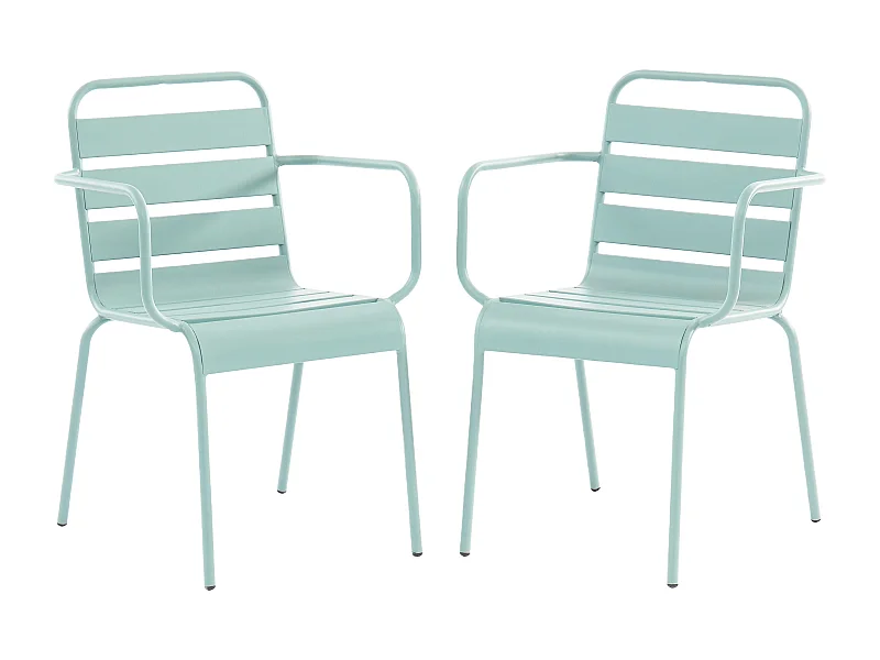 Gartensessel stapelbar 2er-Set - Metall - Mandelgrün - MIRMANDE von MYLIA
