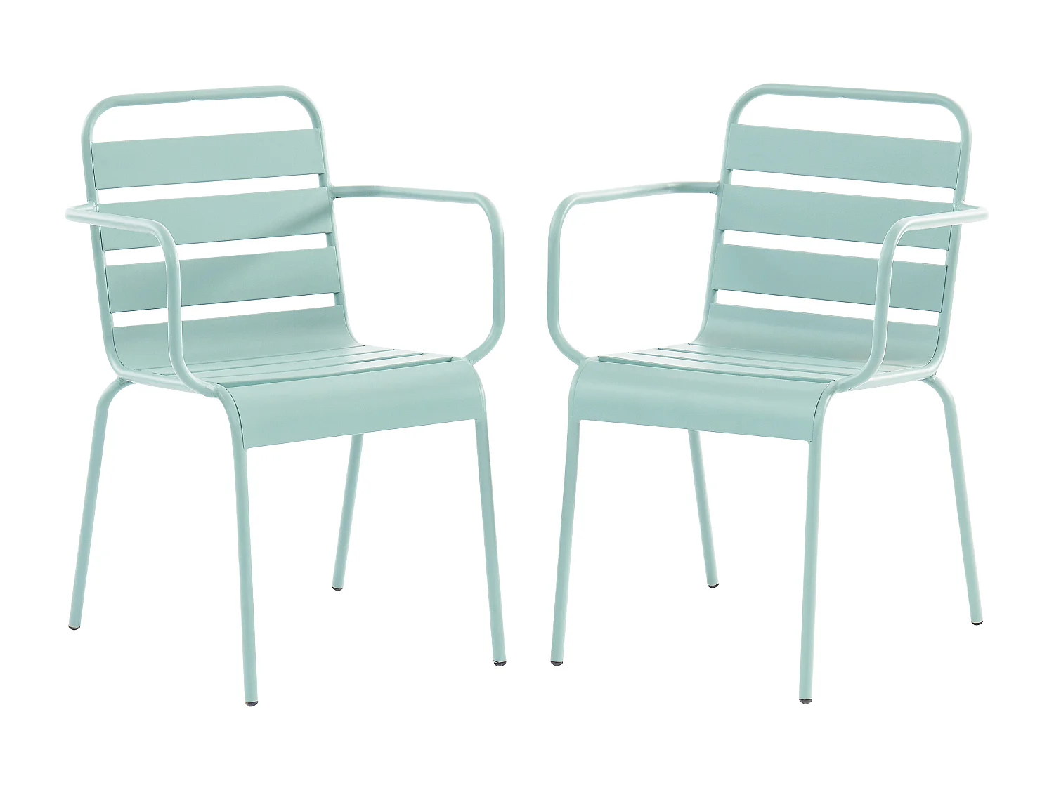 Lot de 2 fauteuils de jardin empilables en métal - Vert amande - MIRMANDE de MYLIA