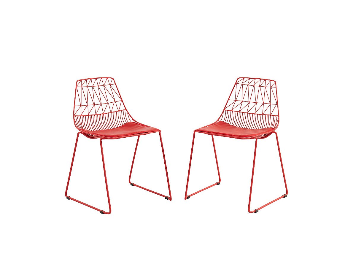 2er-Set stapelbare Gartenstühle LONDRINA aus Metall - matt rot