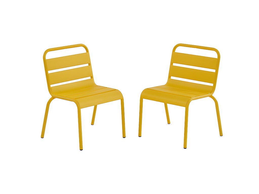 Garten Essgruppe für Kinder POPAYAN - Metall: Tisch & 4 stapelbare