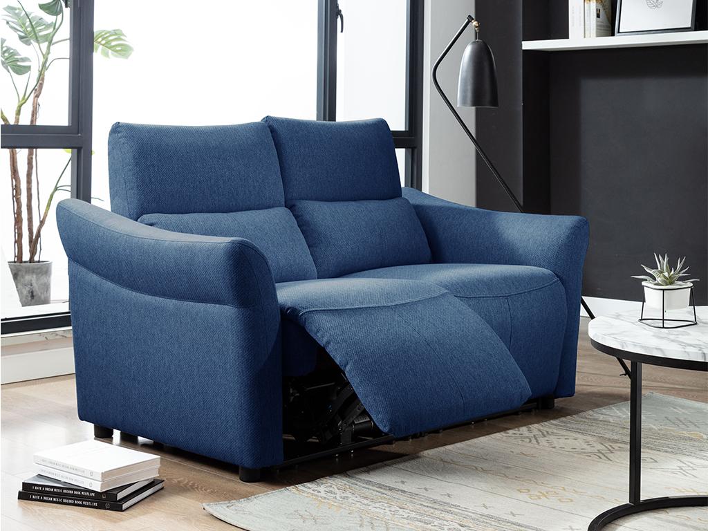 Relaxsofa 2-Sitzer elektrisch RAGNAR - Stoff - Blau