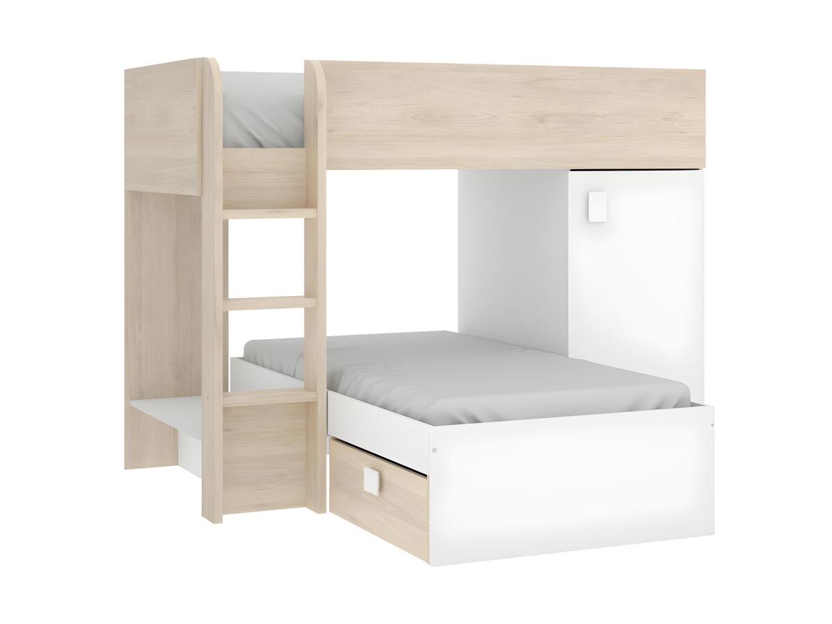 Eck-Hochbett modulierbar - 2 x 90 x 190 cm - mit Stauraum - Holzfarben & We günstig online kaufen