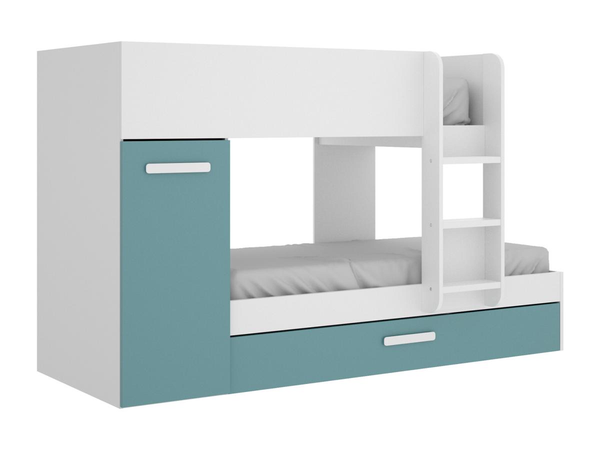 Etagenbett Ausziehbett mit Stauraum - 3x 90 x 190 cm - Weiß, Naturfarben & günstig online kaufen