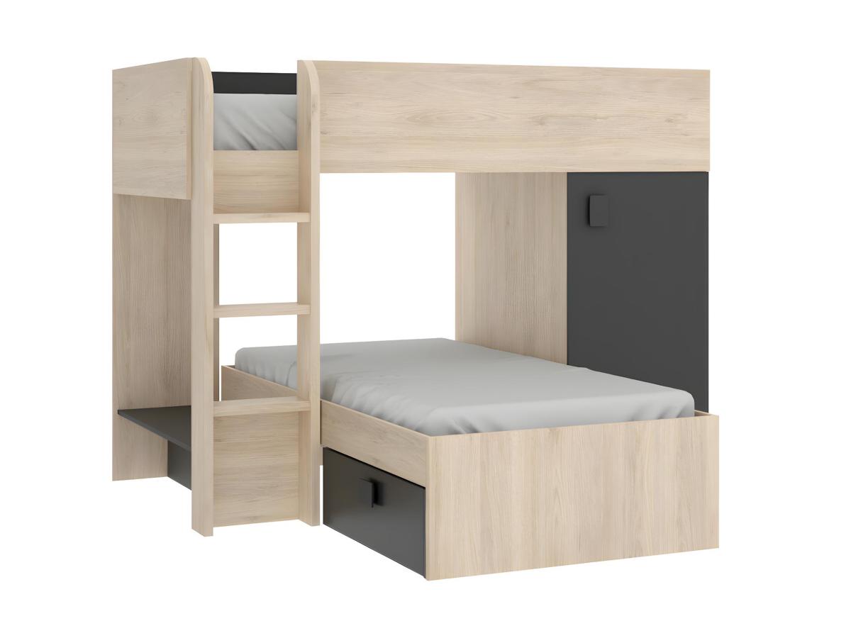 Eck-Hochbett modulierbar - 2 x 90 x 190 cm - mit Stauraum - Holzfarben & An günstig online kaufen