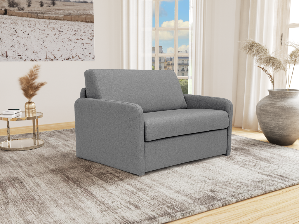 Schlafsessel mit Matratze - Liegefläche 100 cm - Stoff - Hellgrau - NADOA günstig online kaufen