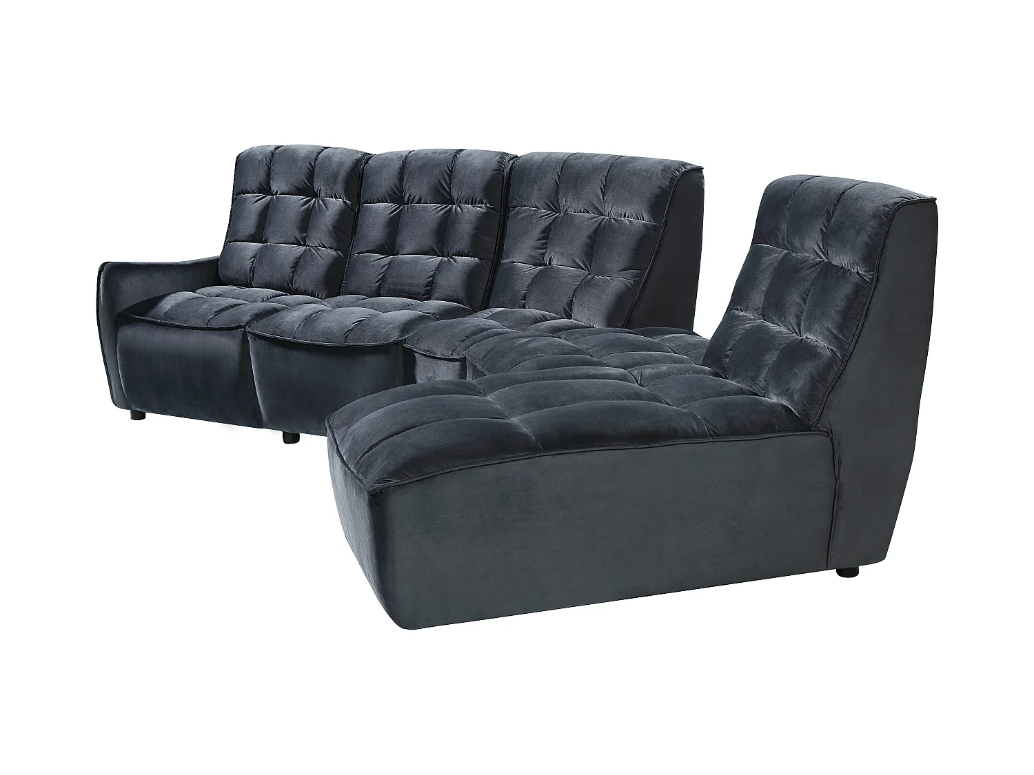 Canapé d'angle relax électrique modulable en velours anthracite ALFORD