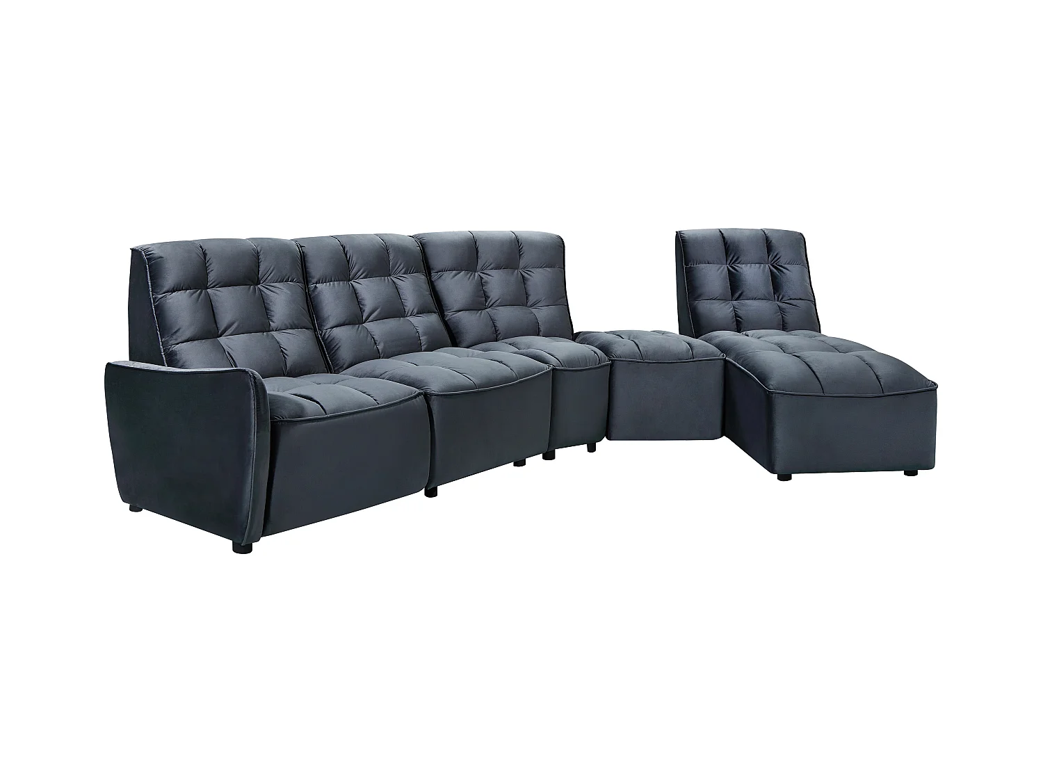 Canapé d'angle relax électrique modulable en velours anthracite ALFORD