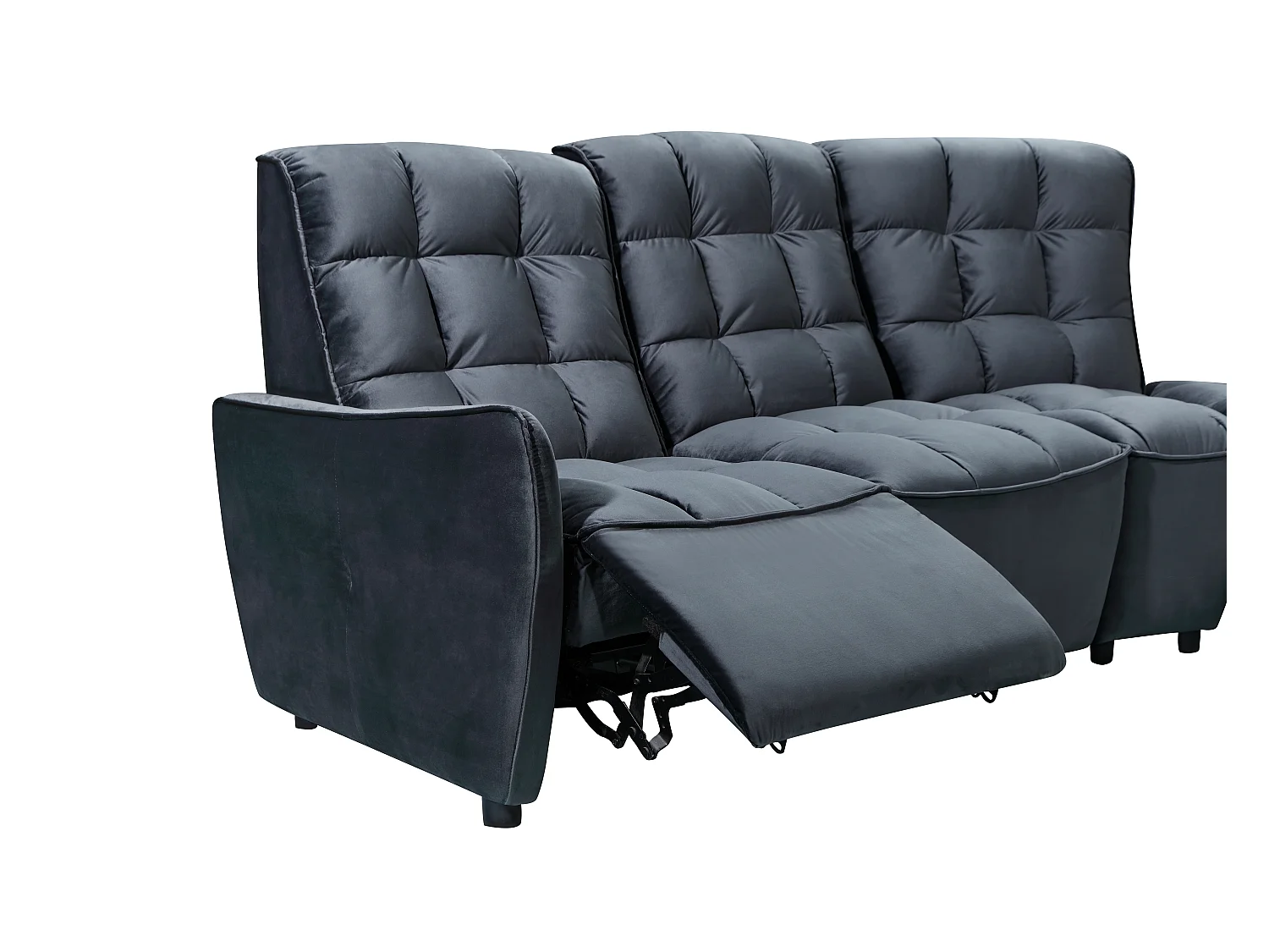 Sofá rinconera relax modular de terciopelo antracita ALFORD