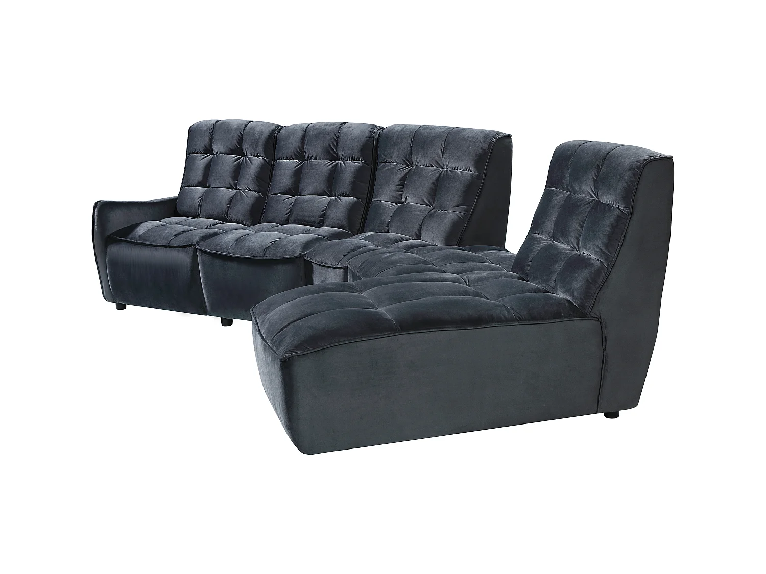 Sofá rinconera relax modular de terciopelo antracita ALFORD