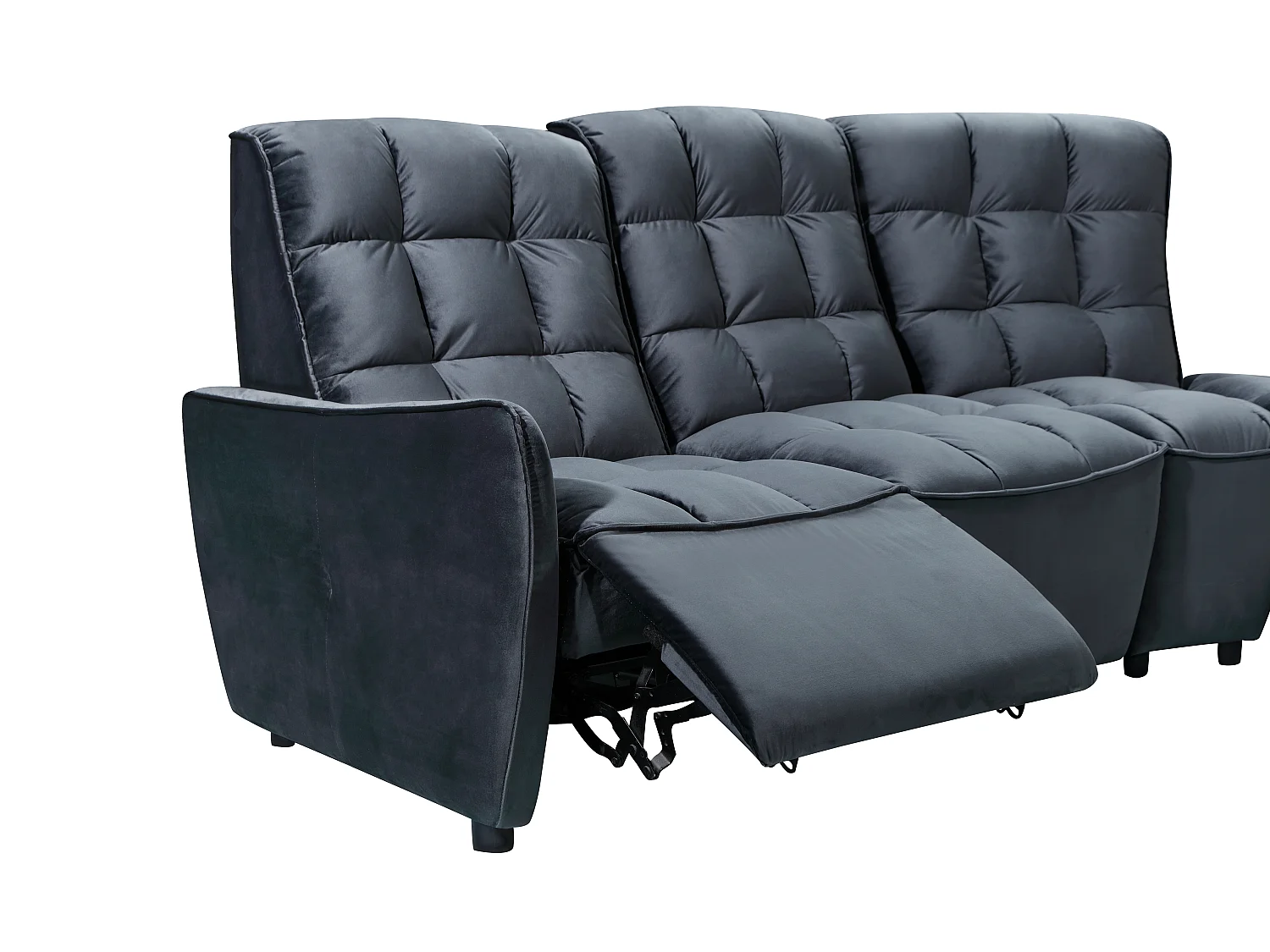 Ecksofa mit Relaxfunktion verstellbar - Samt - Anthrazit - ALFORD
