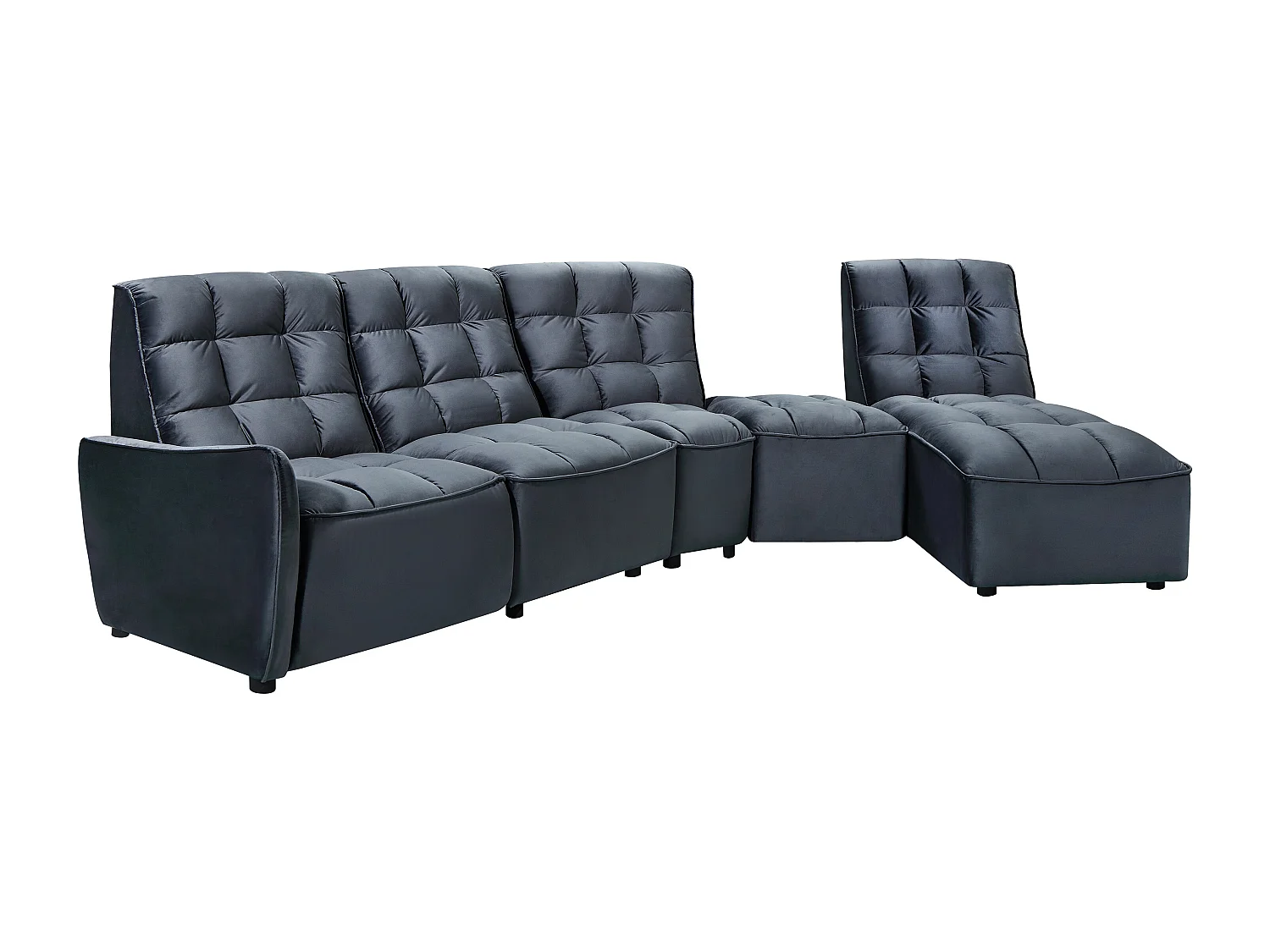 Ecksofa mit Relaxfunktion verstellbar - Samt - Anthrazit - ALFORD