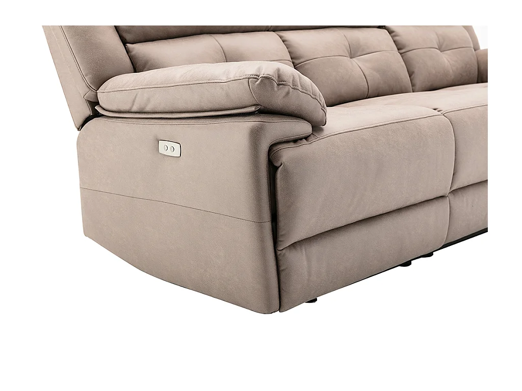 Relaxsofa elektrisch 3-Sitzer - Stoff - Taupe - DOLENE