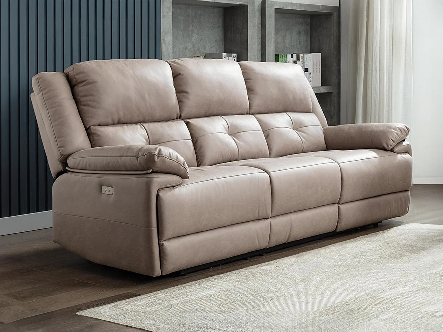 Relaxsofa elektrisch 3-Sitzer - Stoff - Taupe - DOLENE