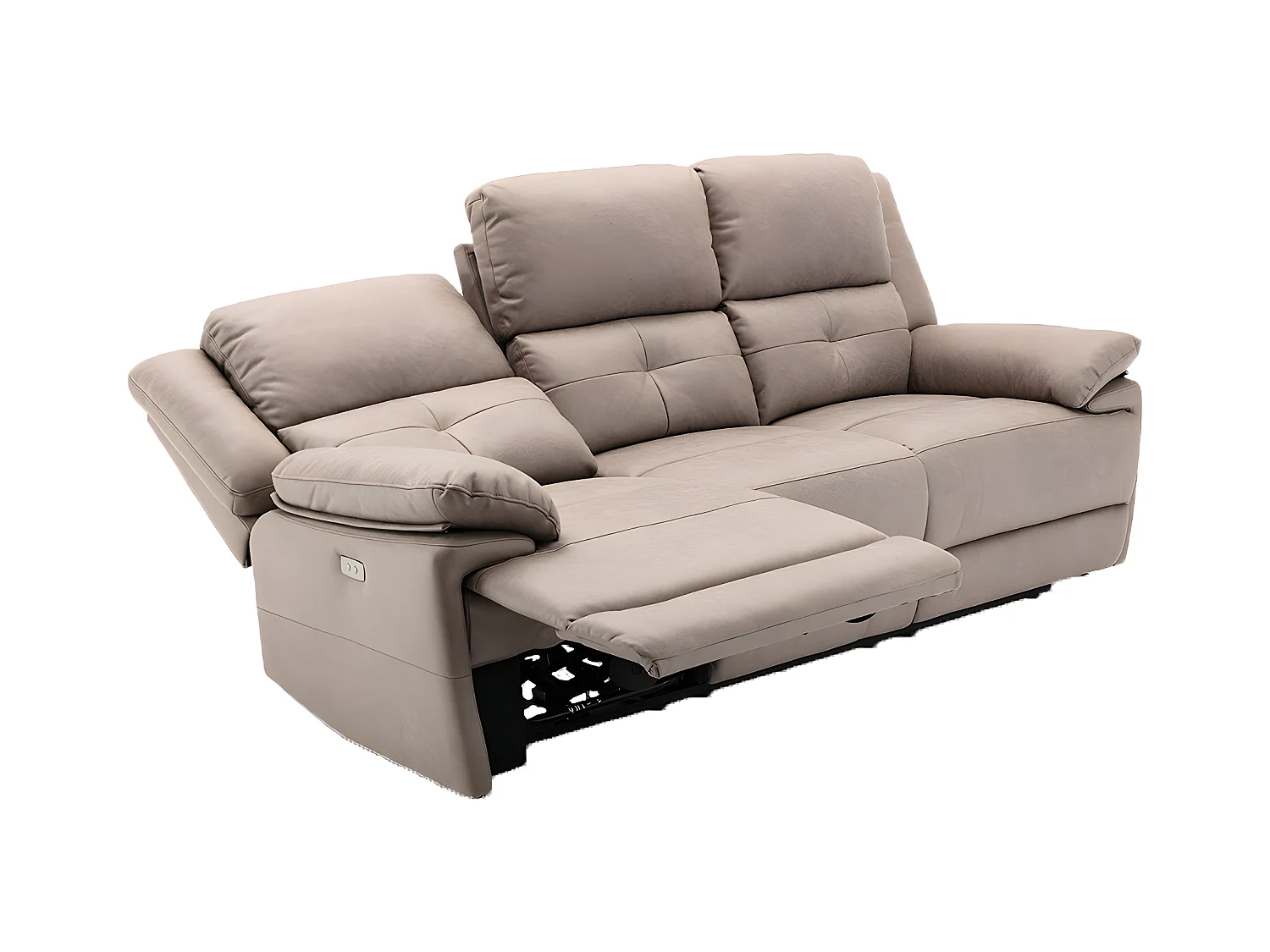 Sofá de 3 plazas relax eléctrico de tela gris topo DOLENE