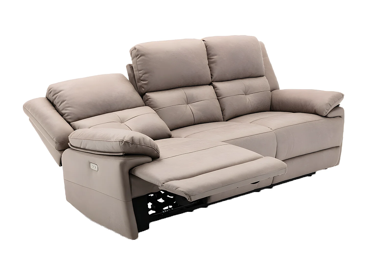 Canapé 3 places relax électrique en tissu taupe DOLENE