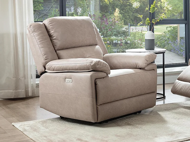 Fauteuil relax électrique en tissu taupe DOLENE
