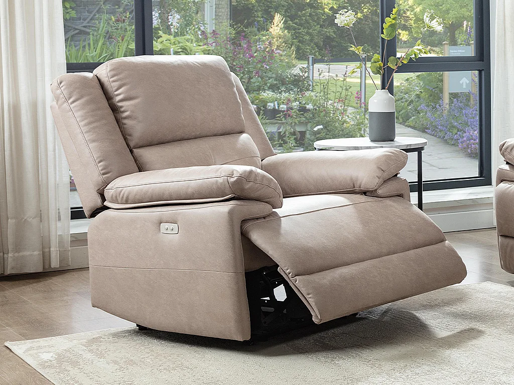 Fauteuil relax électrique en tissu taupe DOLENE
