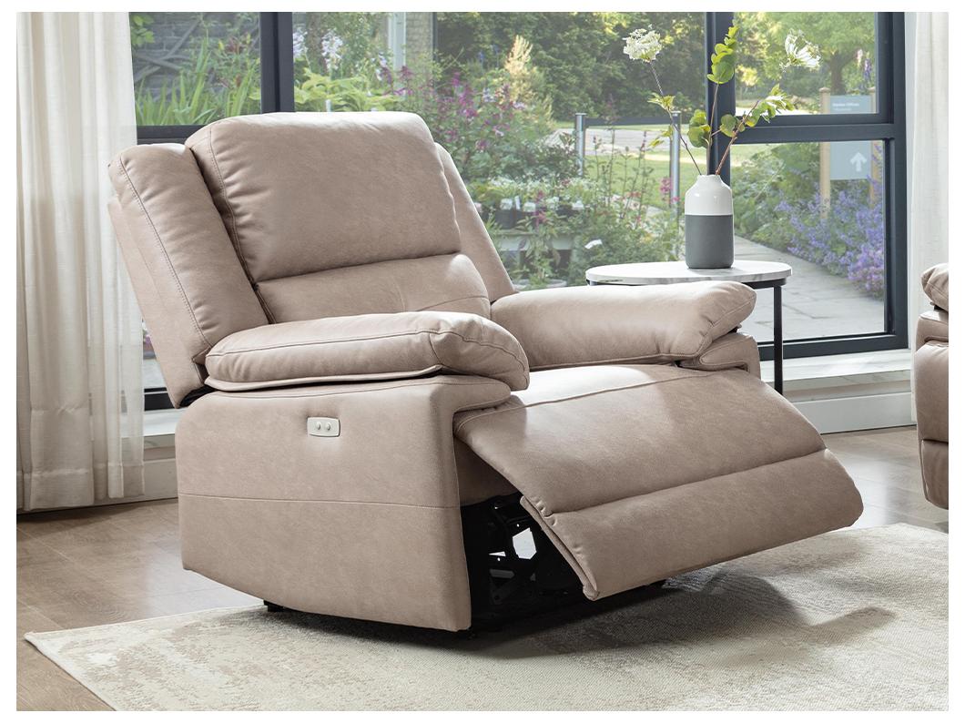 Fauteuil relax électrique en tissu taupe DOLENE