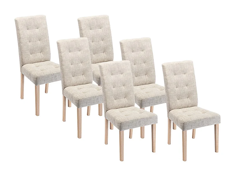 Sedie Tessuto e gambe Legno Beige - Lotto di 6 - VILLA