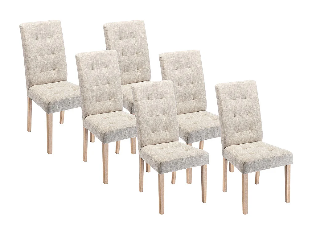 Set med 6 stolar i beige tyg och trä VILLOSA