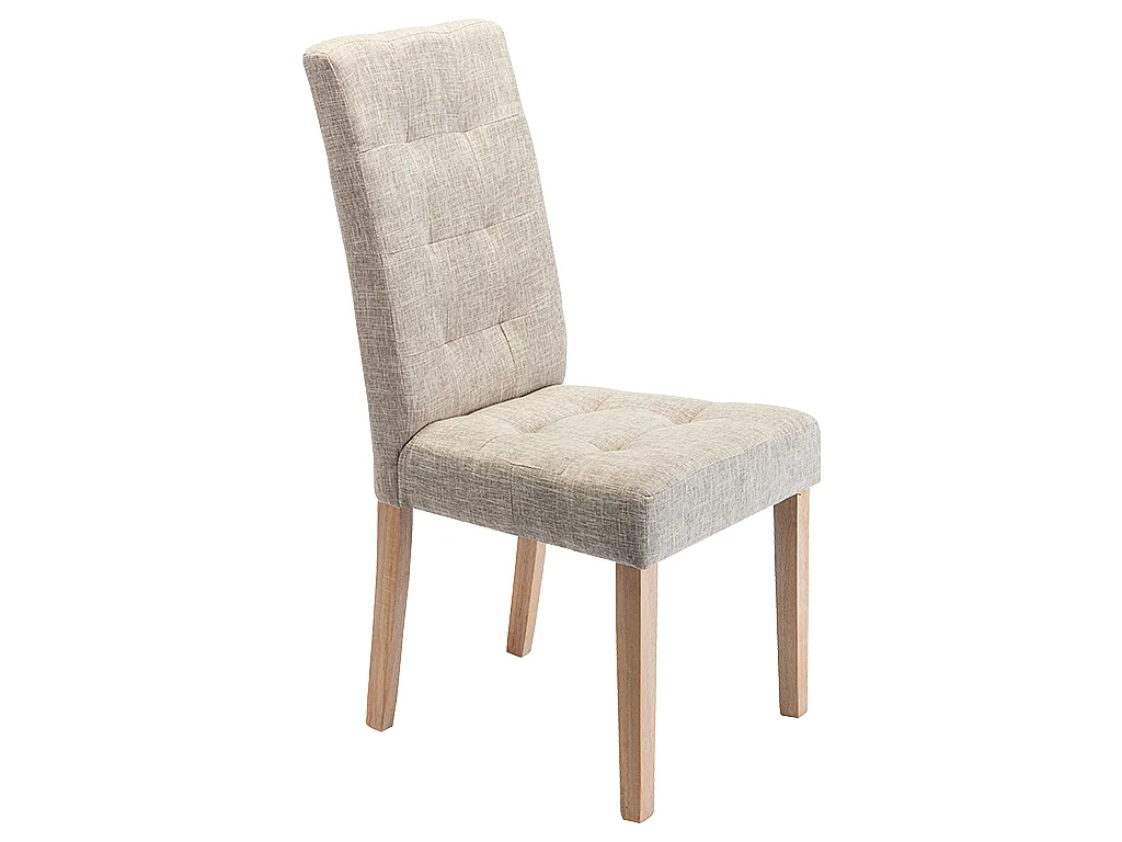 Set med 6 stolar i beige tyg och trä VILLOSA