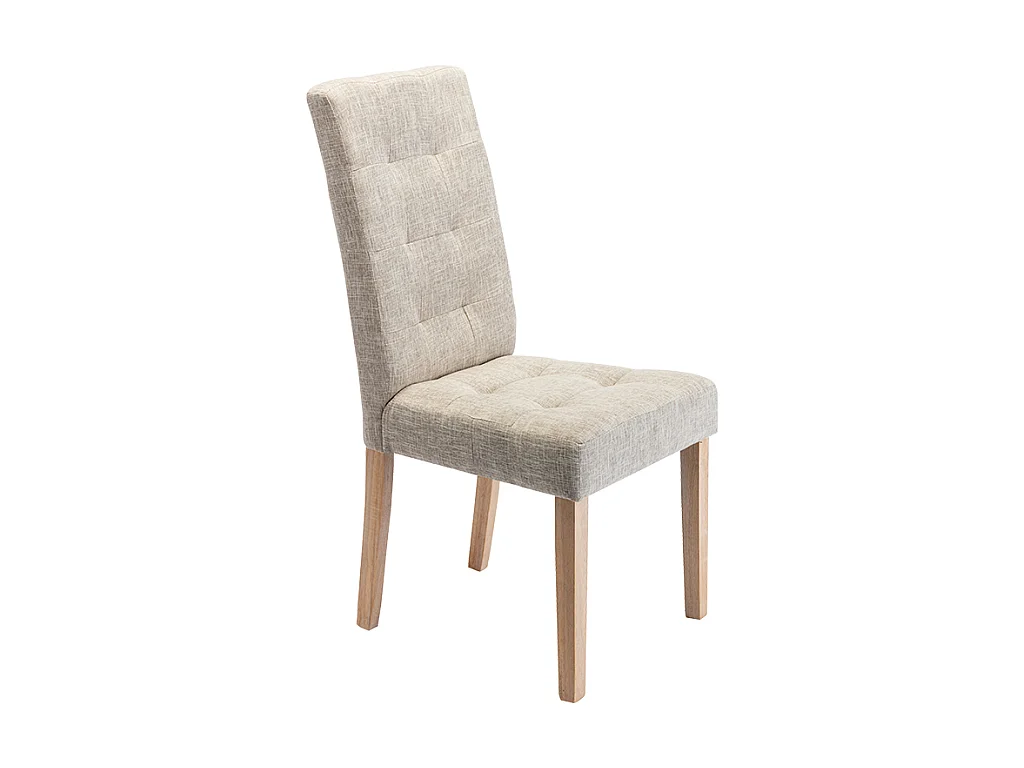 Juego de 6 sillas VILLOSA - Tela y Patas de madera - Beige