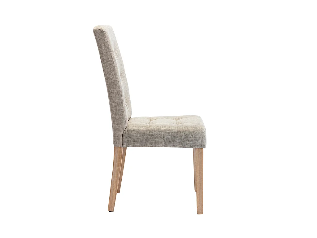 Juego de 6 sillas VILLOSA - Tela y Patas de madera - Beige
