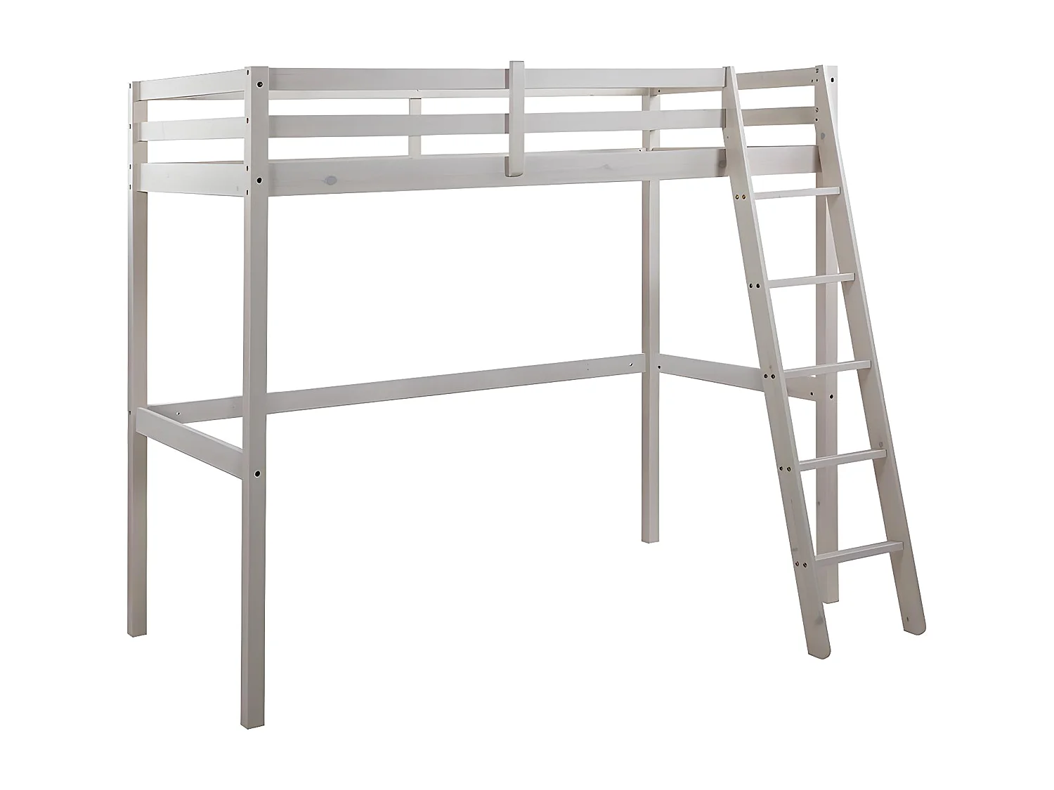 Hochbett - 90 x 190 cm - Kiefer massiv - Geweißt - GEDEON II