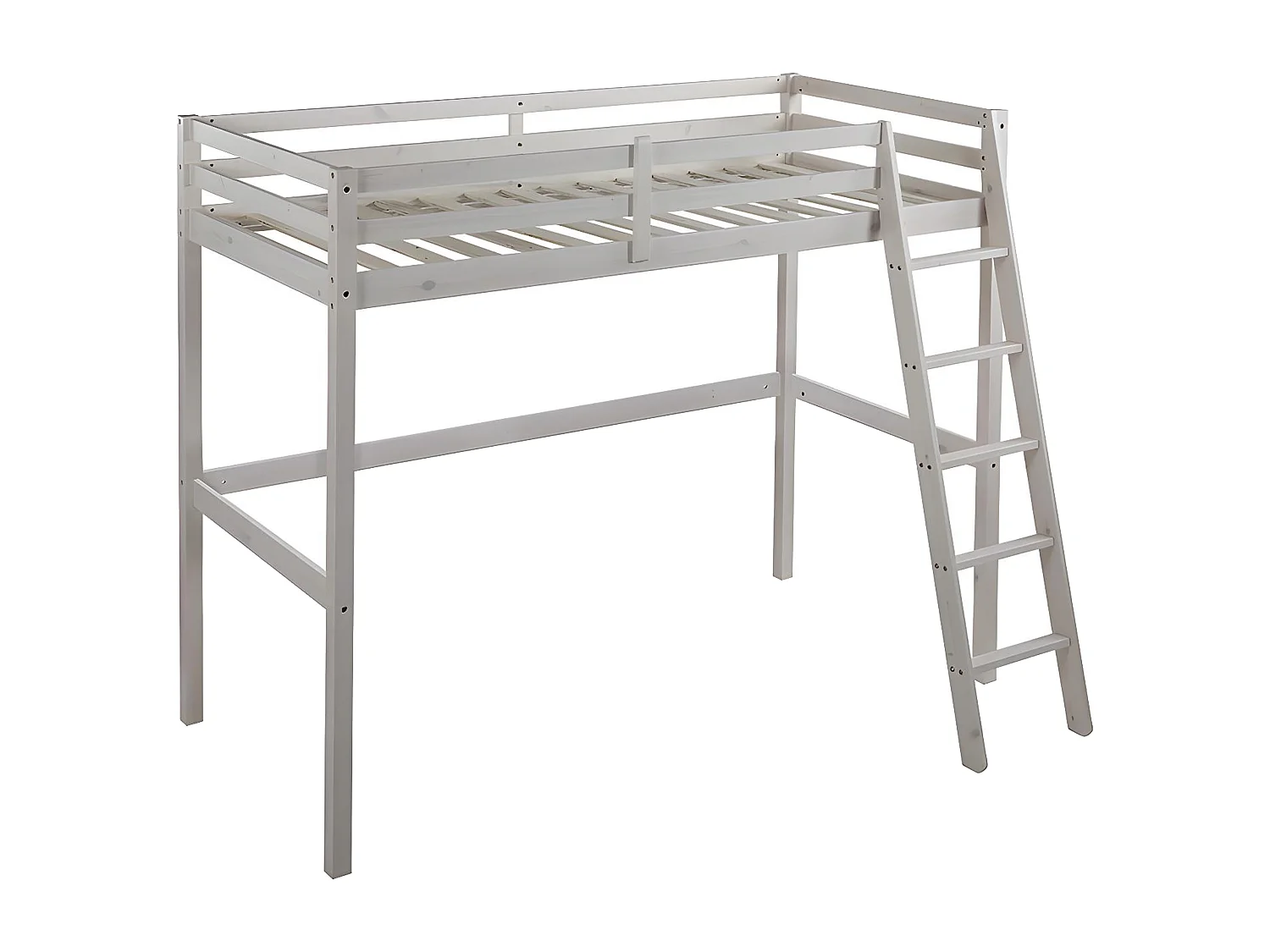 Hochbett - 90 x 190 cm - Kiefer massiv - Geweißt - GEDEON II