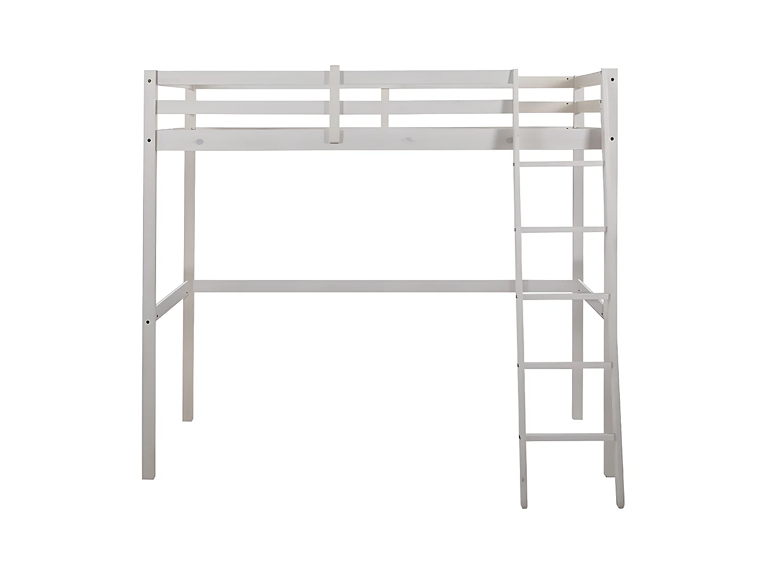 Cama alta GEDEON - 90x190cm - Pino macizo - Blanqueado