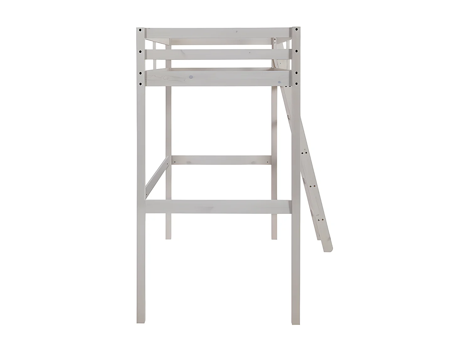 Loftsäng 90 × 190 cm i massiv vittvättad furu GEDEON II