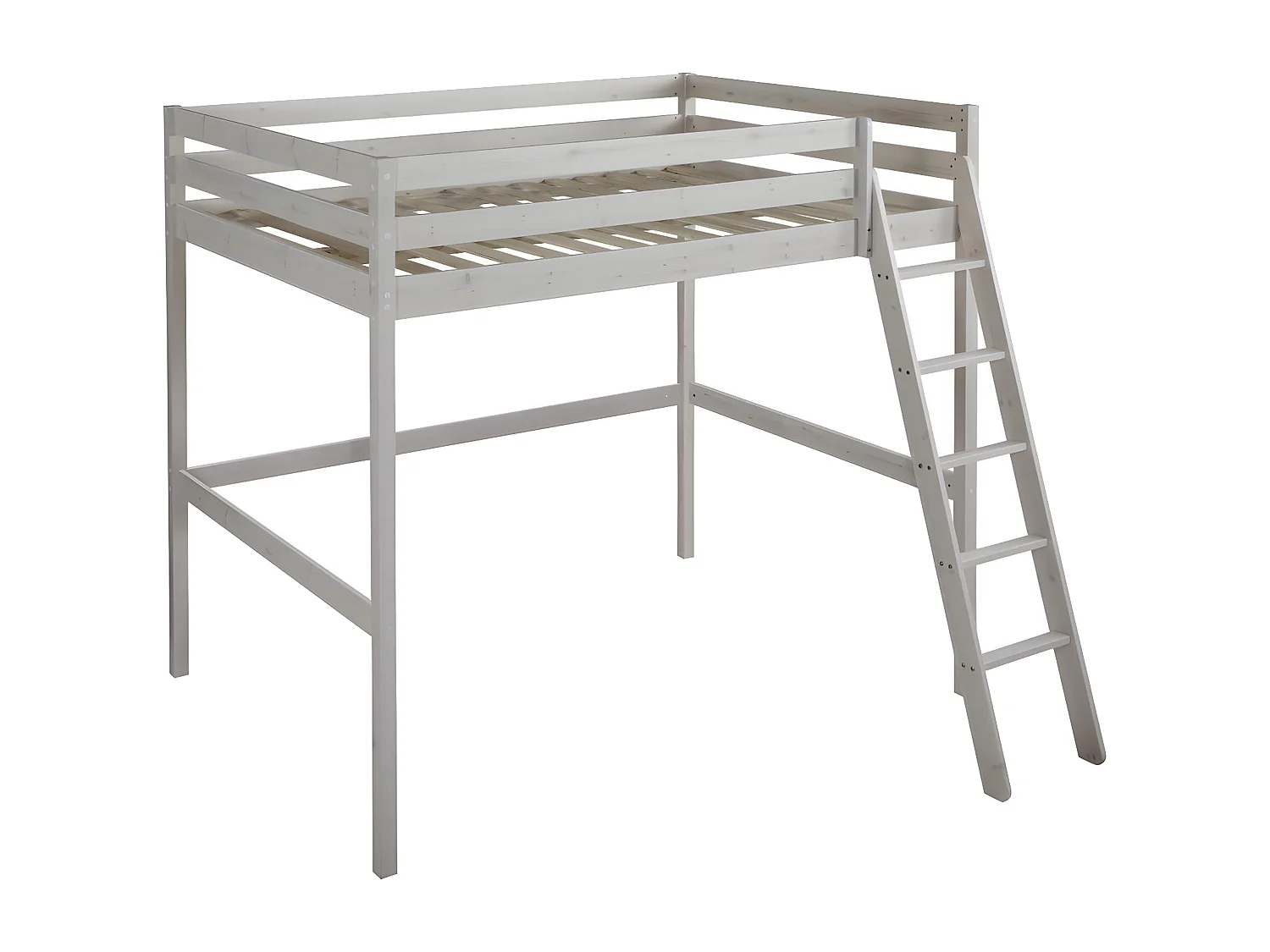 Hochbett - 140 x 190 cm - Kiefer massiv  - Geweißt - GEDEON II