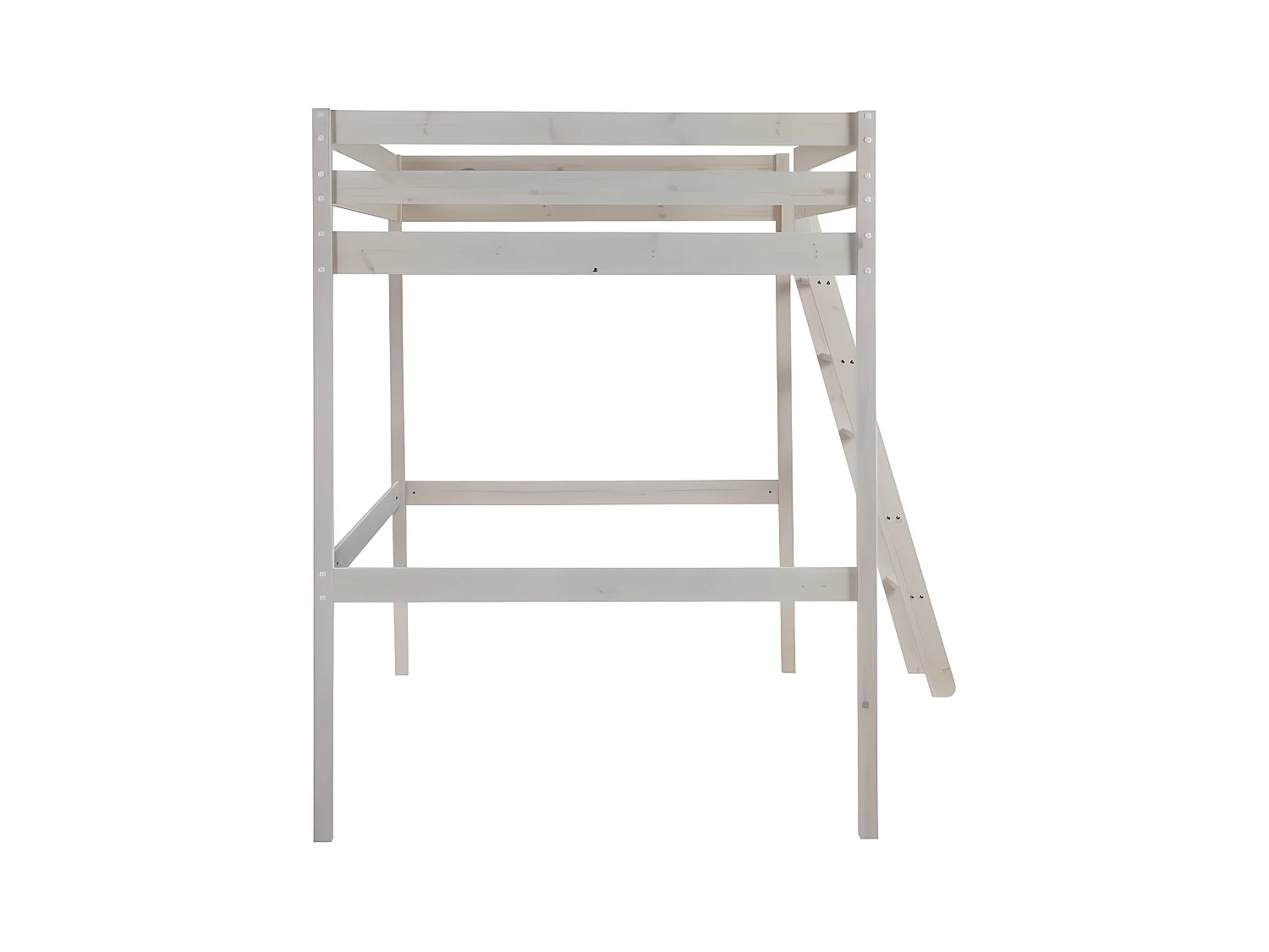 Cama alta GEDEON - 140x190cm - Pino macizo - Blanqueado
