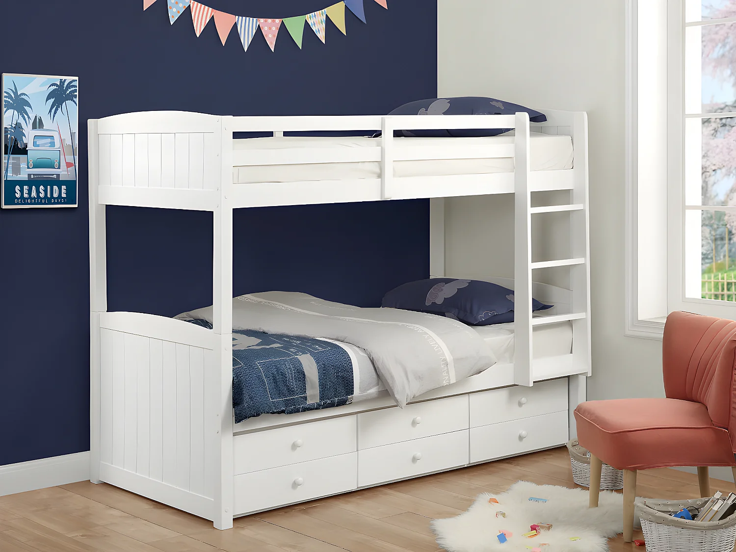 Letto a castello separabile con vani portaoggetti 90x190 cm Laccato bianco - ANCHISE