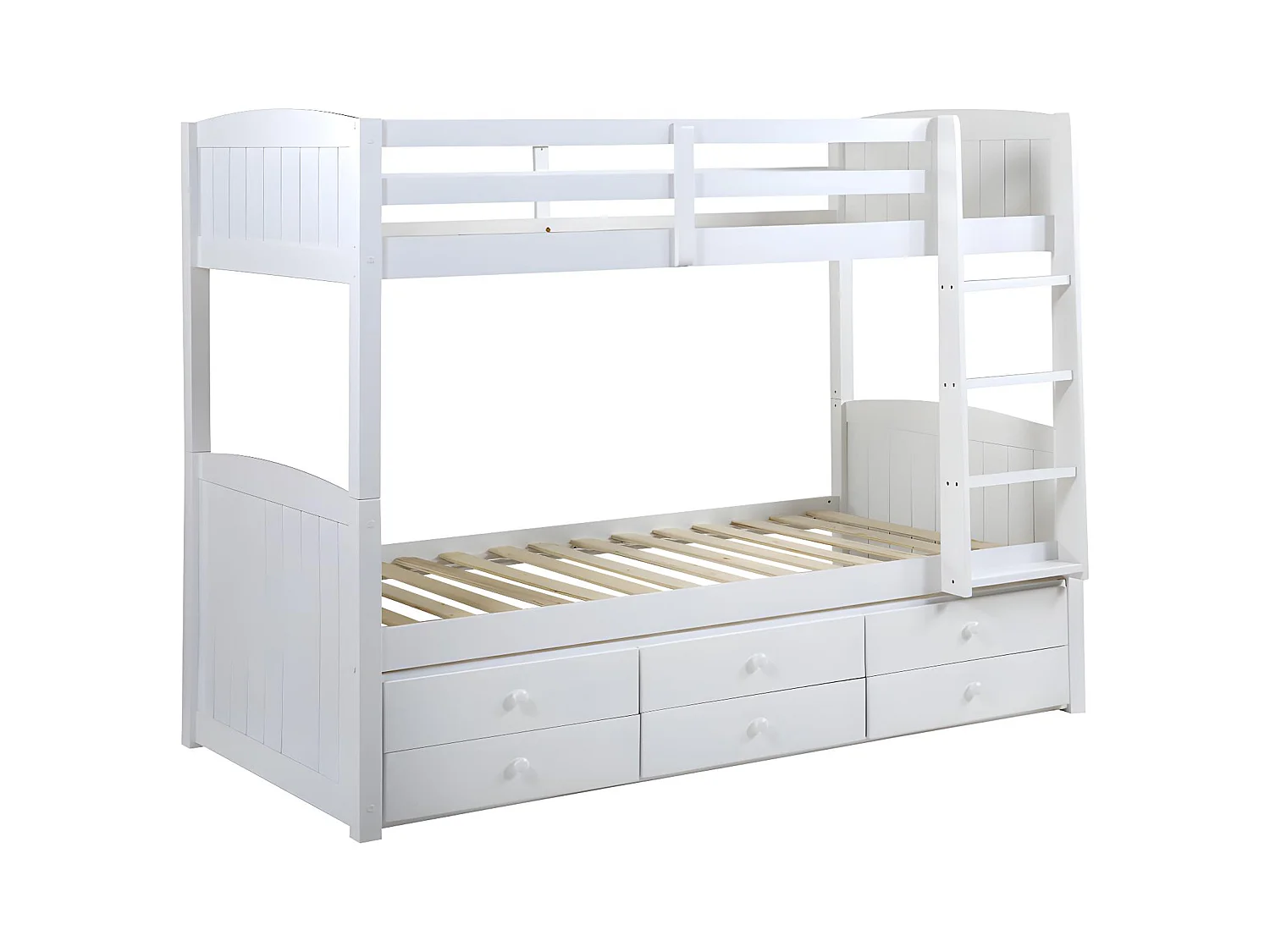 Lits superposés séparables ANCHISE II - 2 x 90 x 190 cm - Avec rangements - Pin blanc