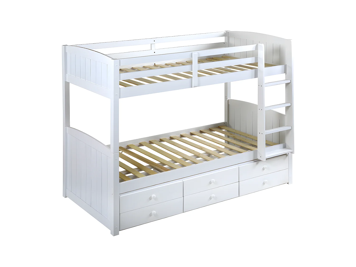 Lits superposés séparables ANCHISE II - 2 x 90 x 190 cm - Avec rangements - Pin blanc